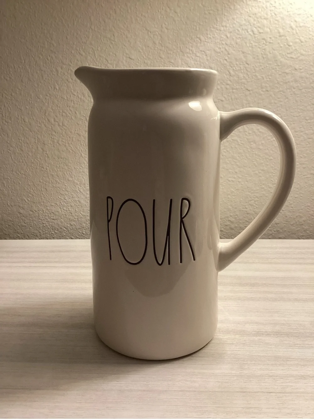 RAE DUNN “Pour” Pitcher Ivory Ceramic Farmhouse Artisan Collection 8 1/2 - IEC